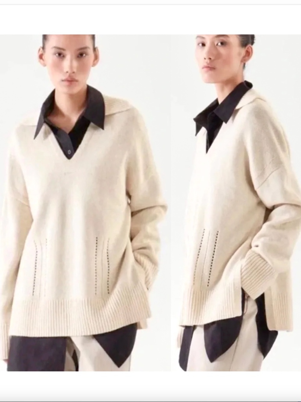 COS 100% Wool Knitted V-Neck Jumper - NWOT - M